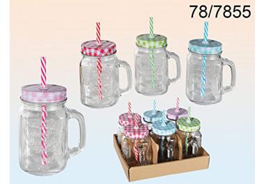 Verre à Jus Avec Paille - Tasse En Verre Transparent Pour Lait Ou Soda - 6,5x11 Cm