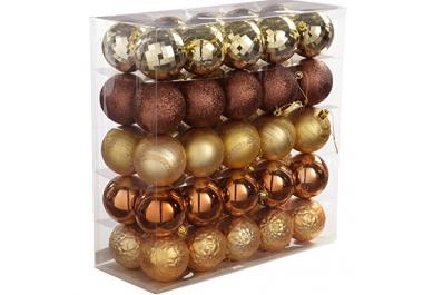 Set 70 Palline Di Natale In Plastica, 4/5/6 Cm, Satinato/Lucido/Glitter, Rosse, Infrangibili Per Albero E Decorazioni - 4