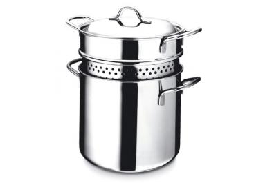 Viking Pentola Per Pasta 8 Litri In Acciaio Inox 3 Strati Con Coperchio, Inserti Per Pasta E Vapore – Induzione - 3